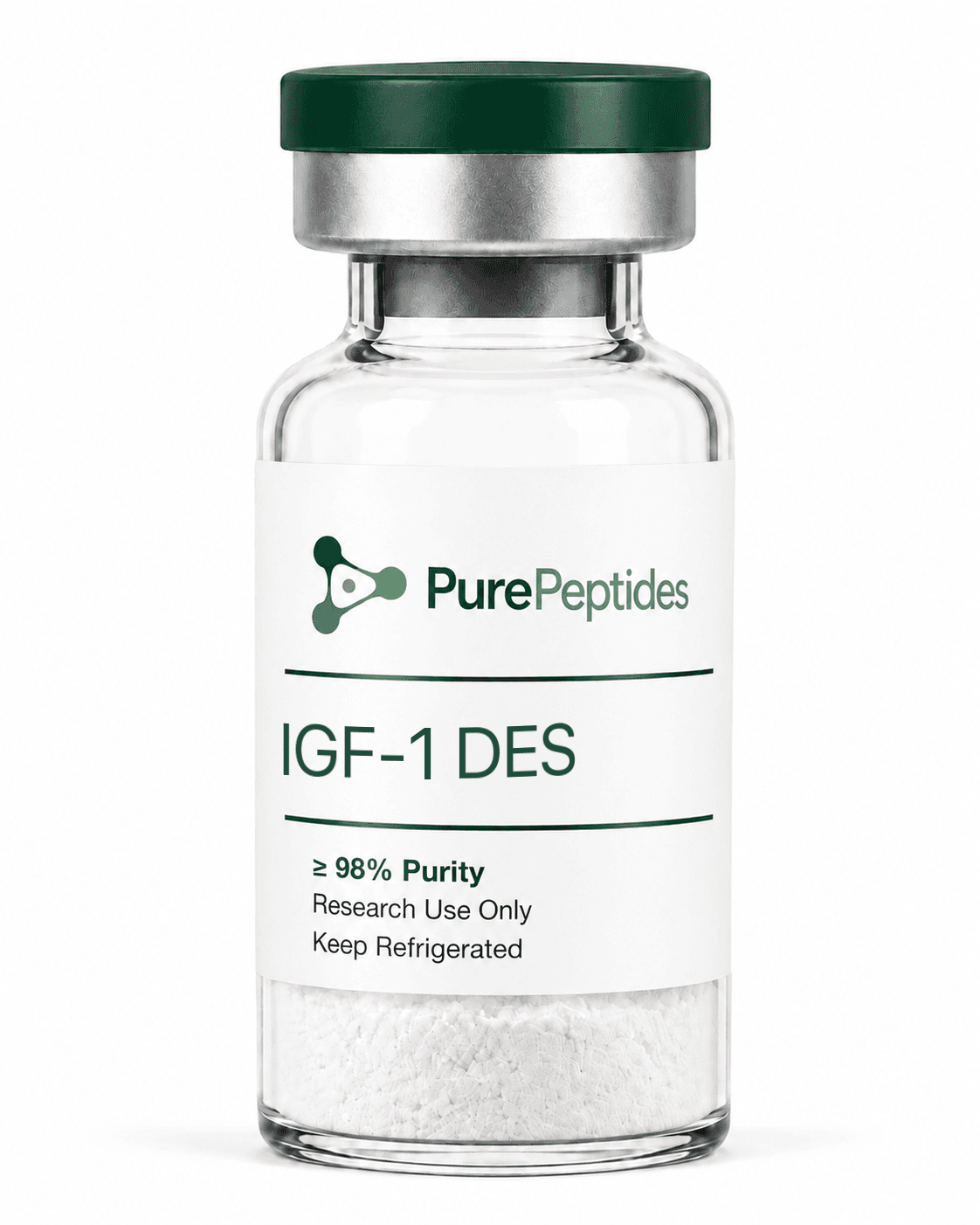 IGF-1 DES research protein — ≥98% purity by HPLC — CAS 112603-35-7 — lyophilized powder for in-vitro laboratory research — Pure Peptides
