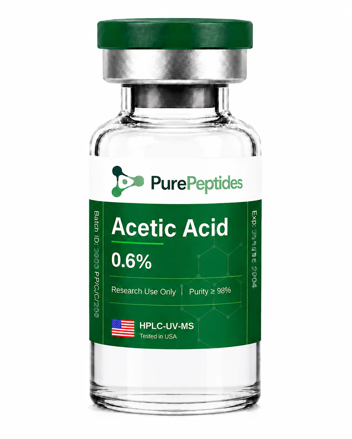 Acetic Acid 0.6%, sterile solution for in-vitro research use, supplied by Pure Peptides