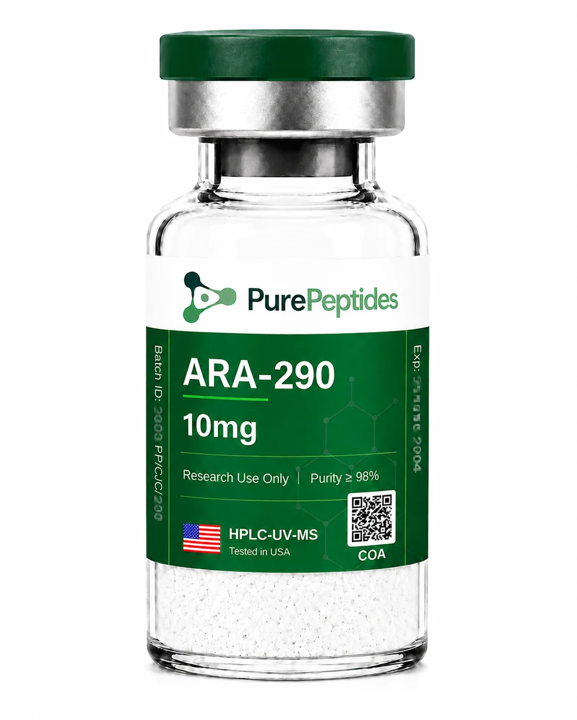 ARA-290 research peptide, ≥98% purity by HPLC, CAS 1195765-45-7, lyophilized powder for in-vitro laboratory research, Pure Peptides