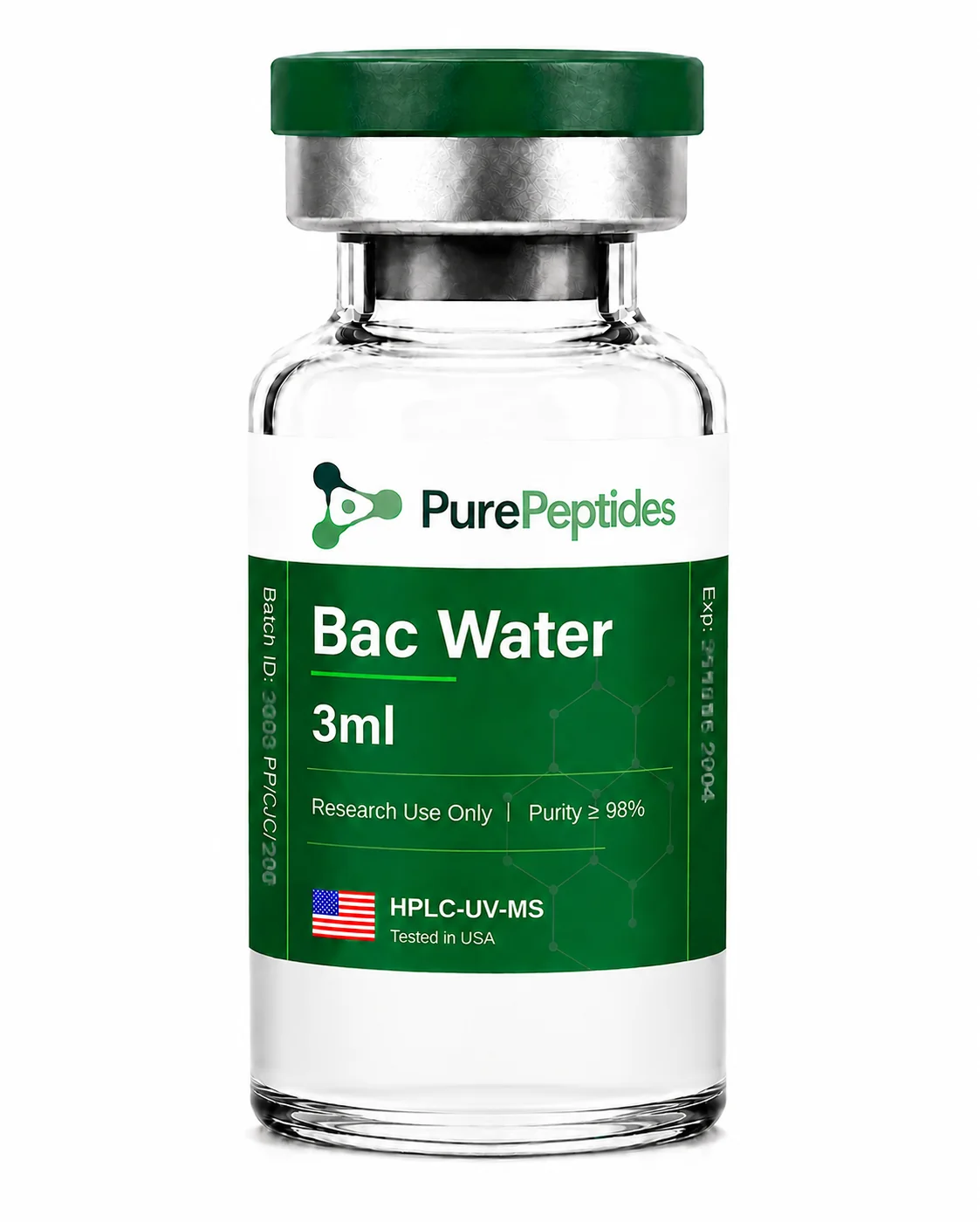 Bacteriostatic Water, sterile solution for in-vitro research use, supplied by Pure Peptides