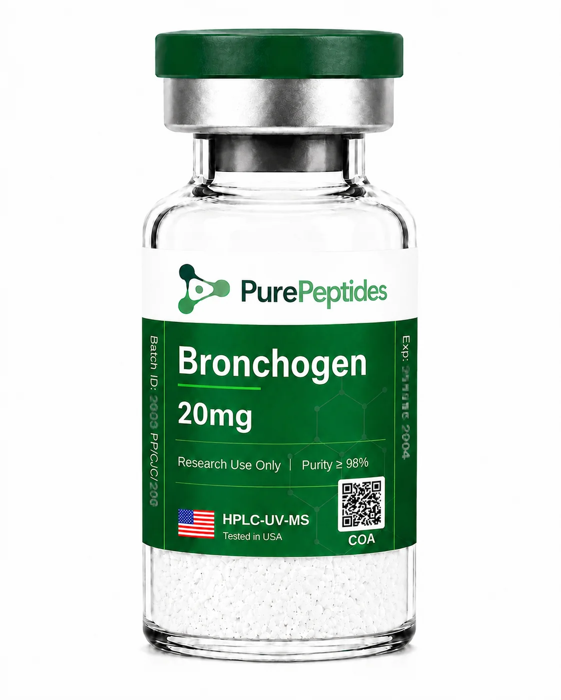 Bronchogen research peptide, ≥98% purity by HPLC, CAS N/A (Khavinson bioregulator), lyophilized powder for in-vitro laboratory research, Pure Peptides