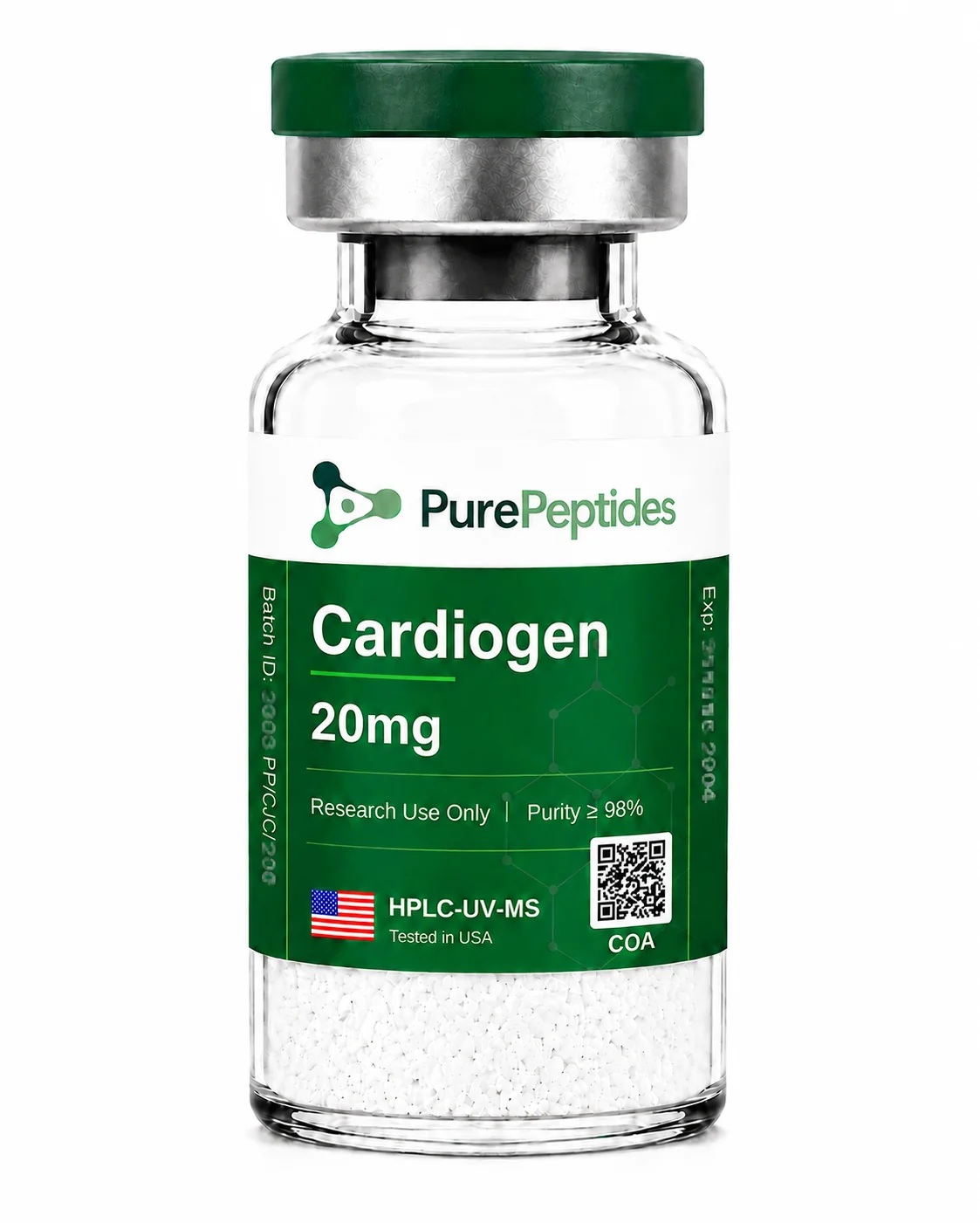 Cardiogen research peptide, ≥98% purity by HPLC, CAS N/A (Khavinson bioregulator), lyophilized powder for in-vitro laboratory research, Pure Peptides