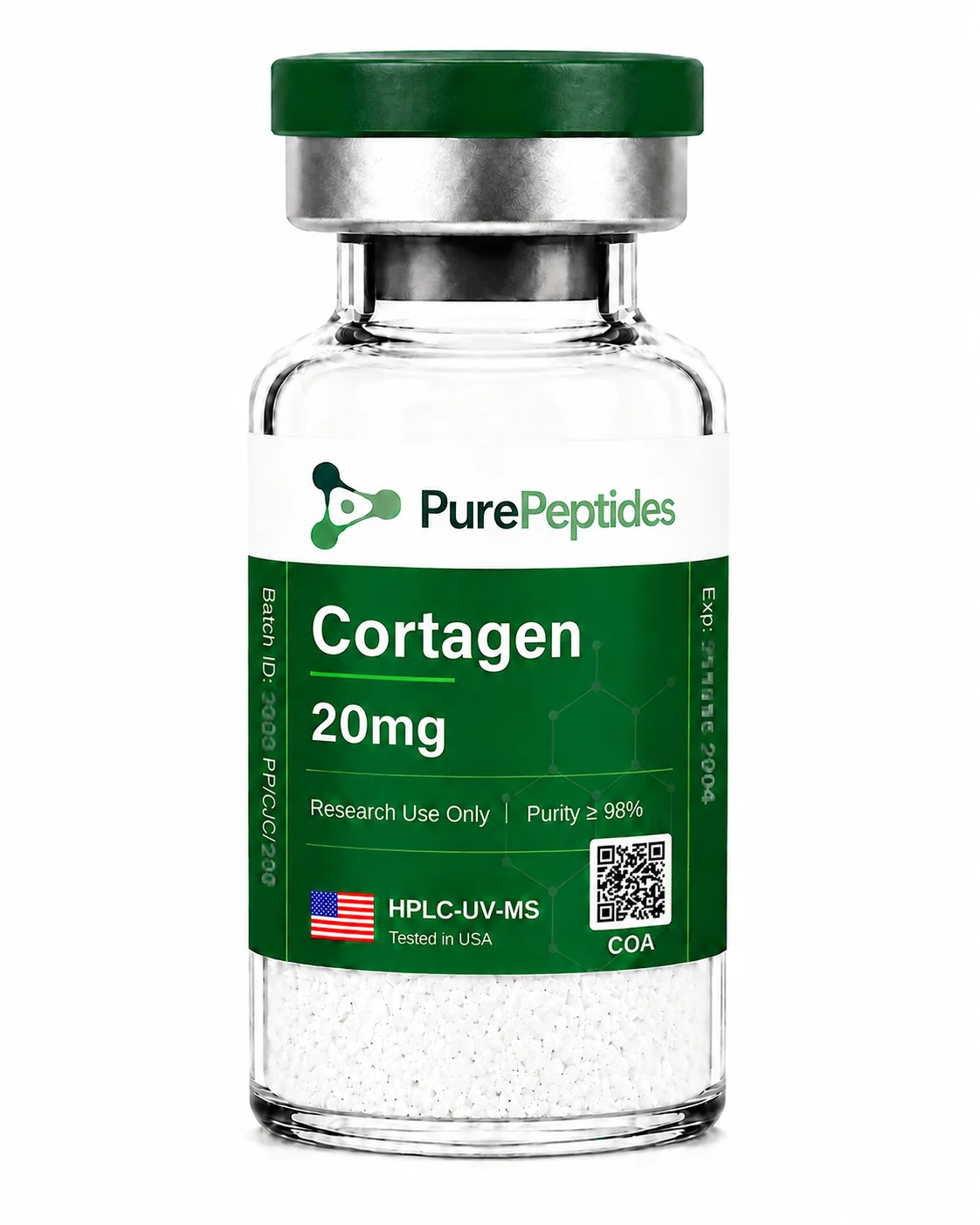 Cortagen research peptide, ≥98% purity by HPLC, CAS 204849-30-3, lyophilized powder for in-vitro laboratory research, Pure Peptides