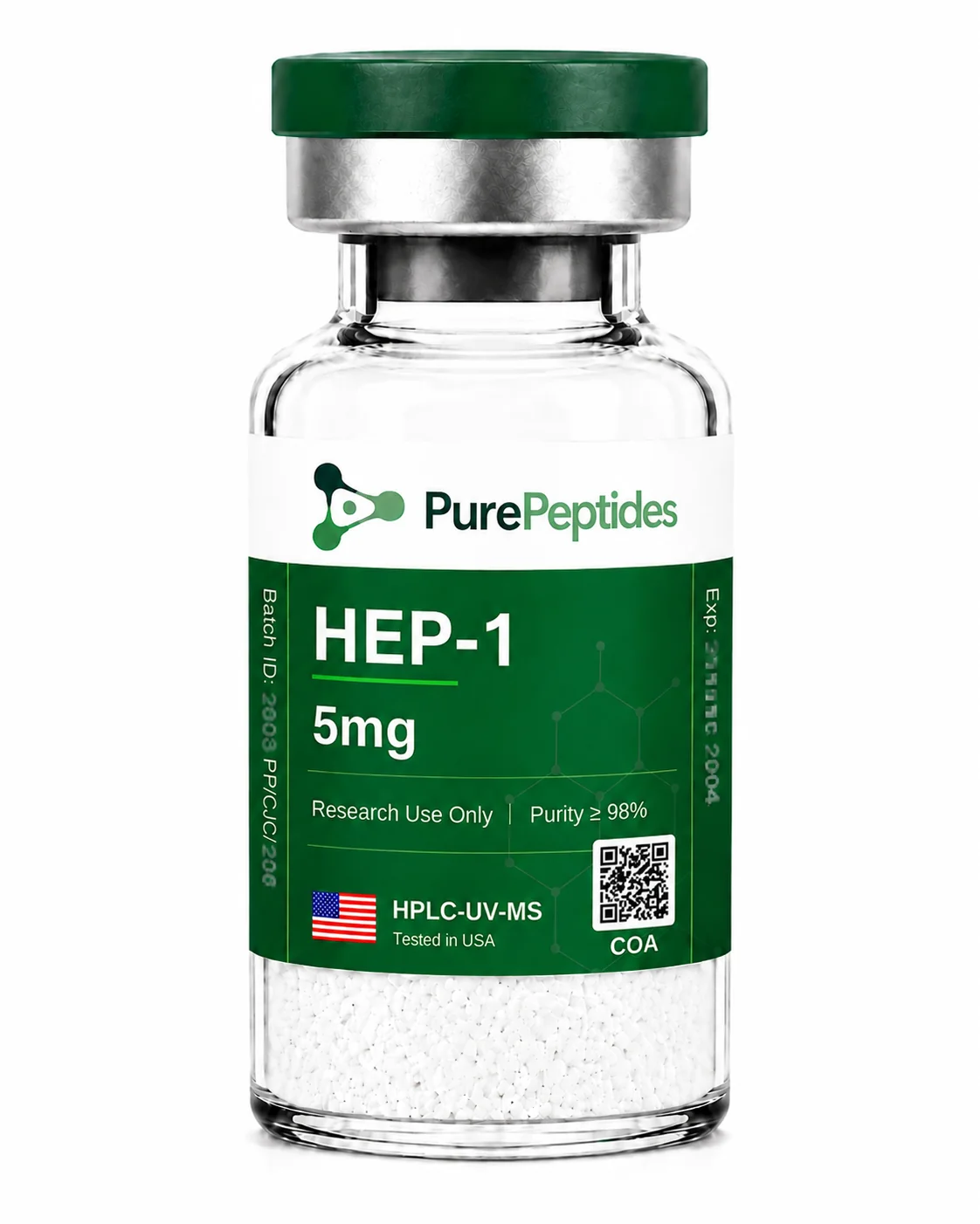 HEP-1 (Gepon) research peptide, ≥98% purity by HPLC, CAS N/A (novel research peptide), lyophilized powder for in-vitro laboratory research, Pure Peptides