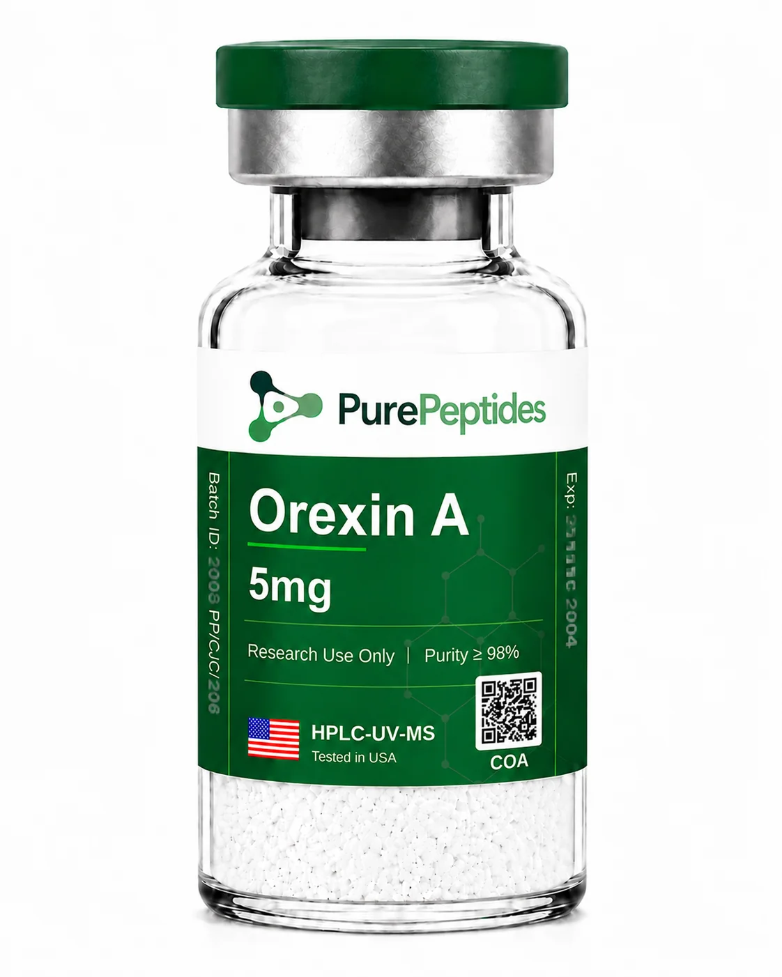 Orexin A research peptide, ≥98% purity by HPLC, CAS 205120-57-8, lyophilized powder for in-vitro laboratory research, Pure Peptides