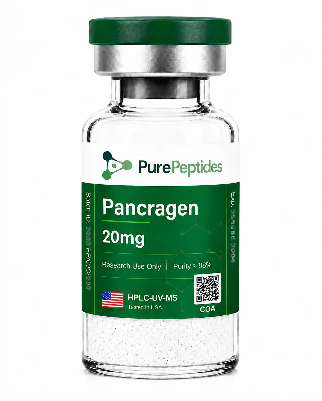 Pancragen research peptide, ≥98% purity by HPLC, CAS N/A (Khavinson bioregulator), lyophilized powder for in-vitro laboratory research, Pure Peptides