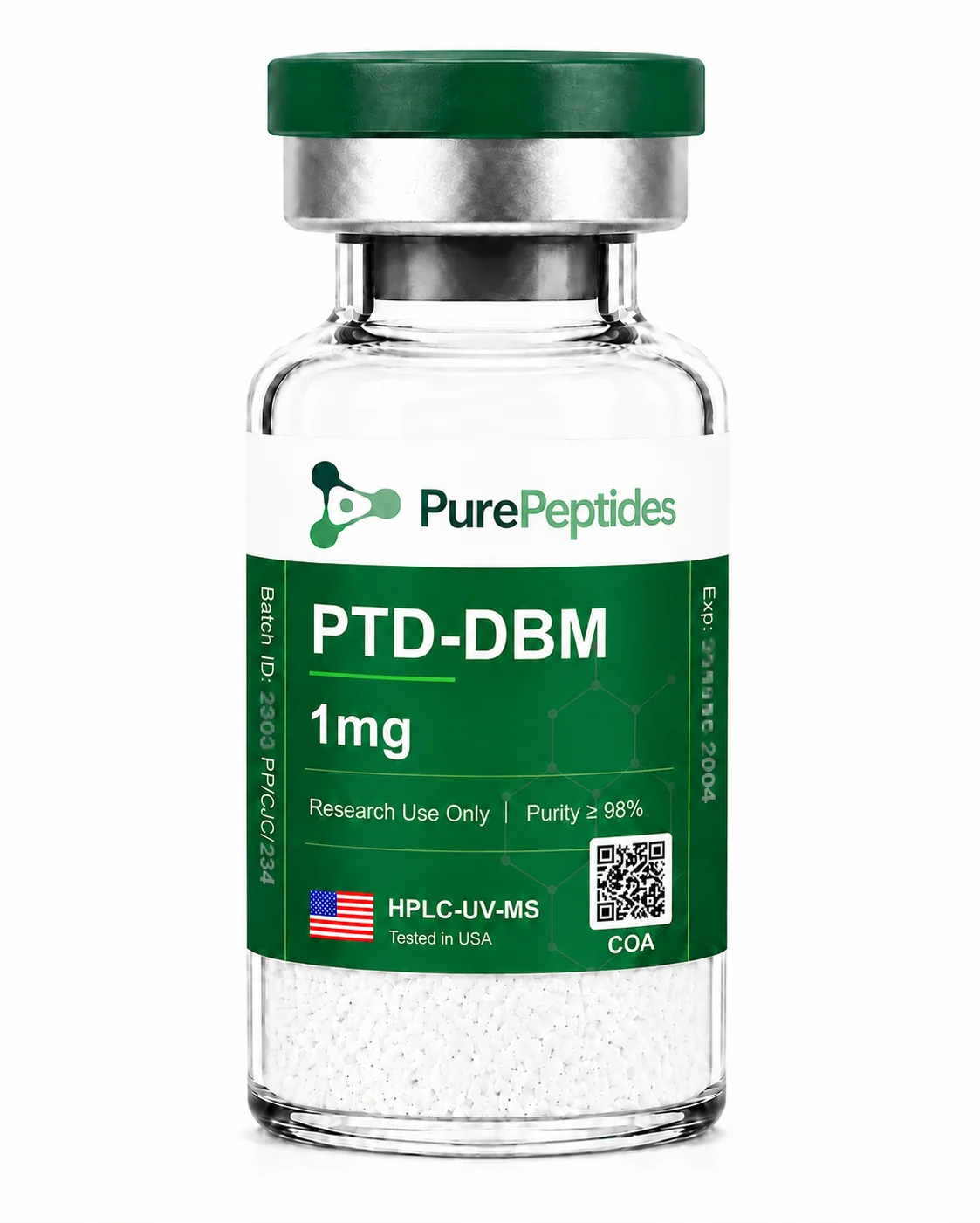 PTD-DBM research peptide, ≥98% purity by HPLC, CAS N/A (chimeric research peptide), lyophilized powder for in-vitro laboratory research, Pure Peptides