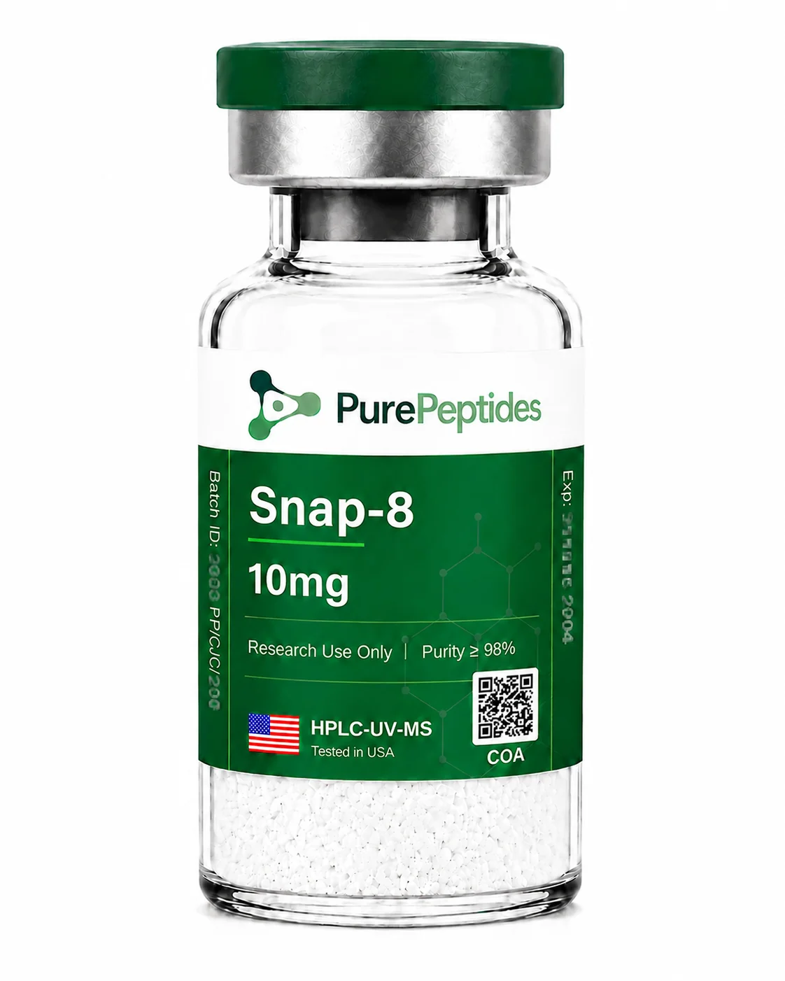 Snap-8 research peptide, ≥98% purity by HPLC, CAS 868844-74-0, lyophilized powder for in-vitro laboratory research, Pure Peptides